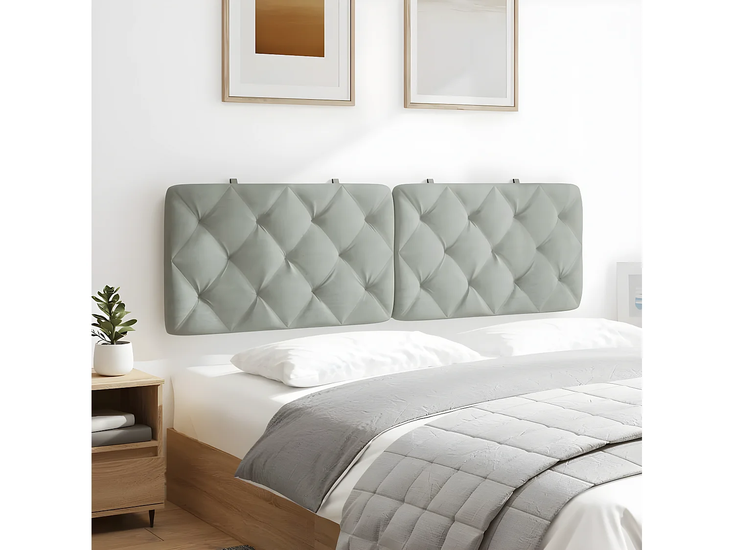 Coussin de tête de lit gris clair 160 cm velours