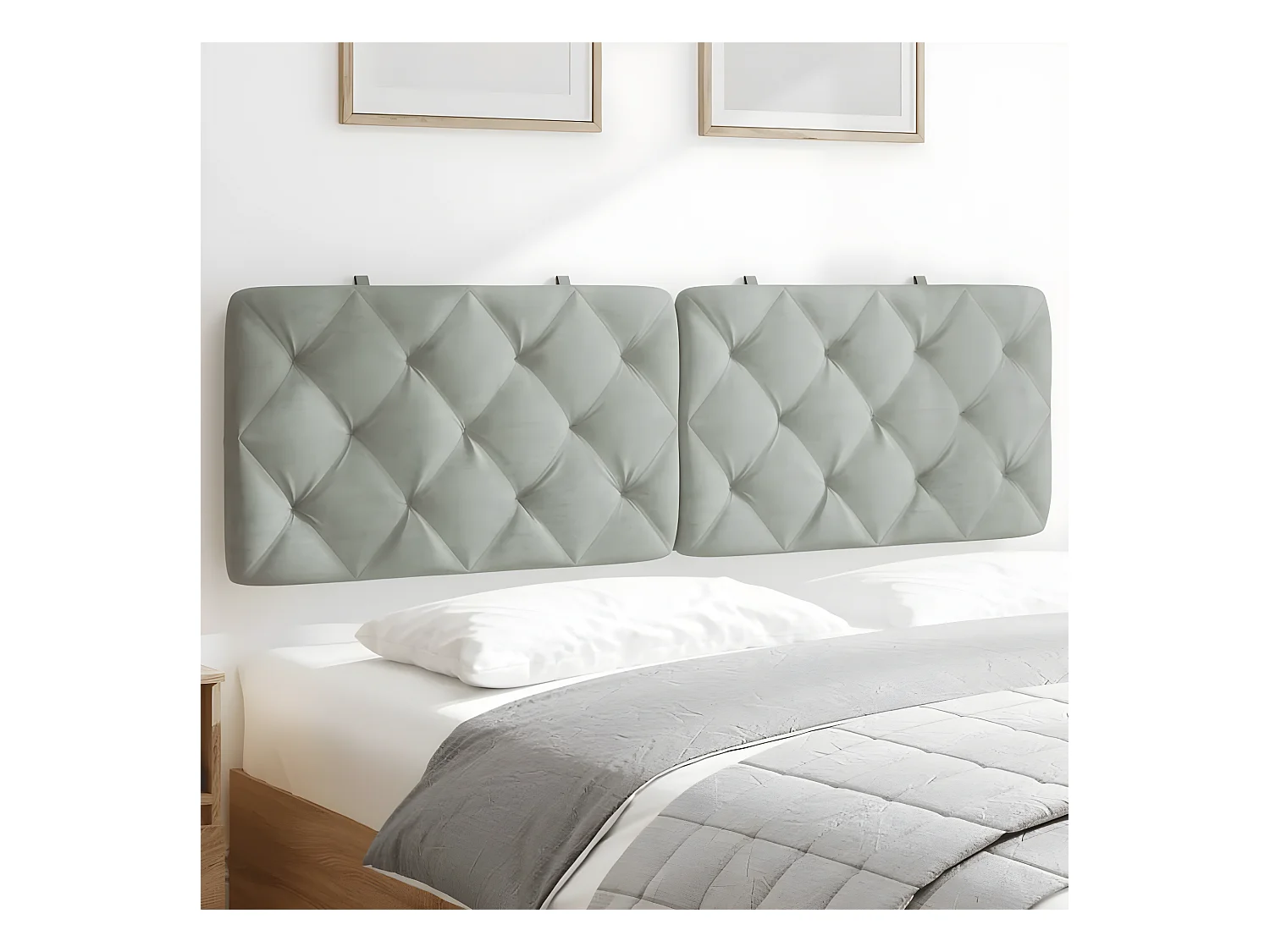 Coussin de tête de lit gris clair 160 cm velours