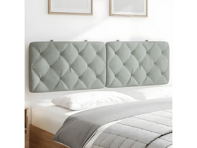 Almofadão de cabeceira 160 cm veludo cinzento-claro