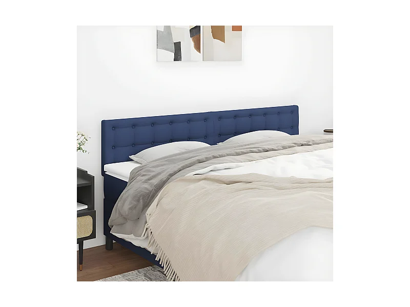 Têtes de lit 2 pièces Bleu 90x5x78/88 cm Tissu