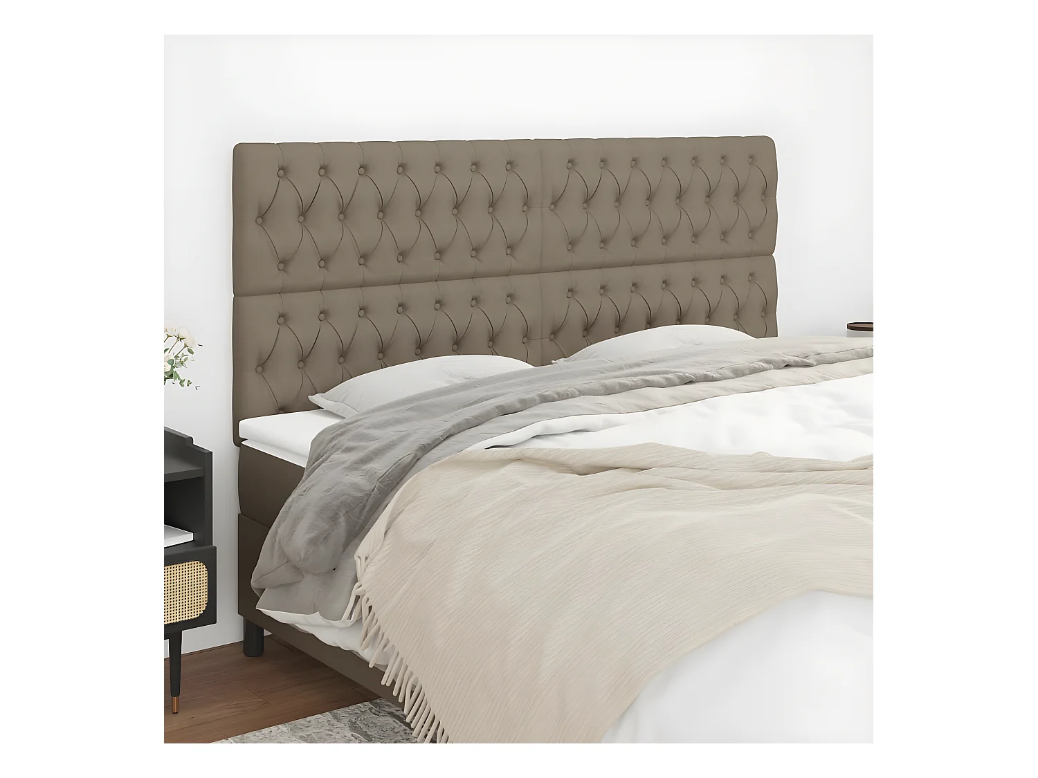 Têtes de lit 4 pièces Taupe 100x7x78/88 cm Tissu