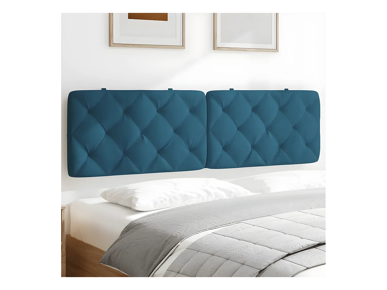 Cabecero de cama acolchado terciopelo azul 180 cm