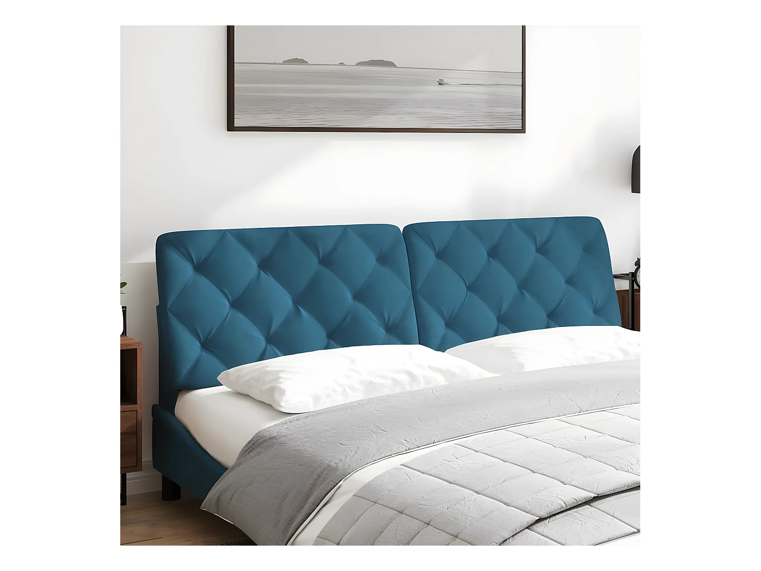 Coussin de tête de lit bleu 180 cm velours