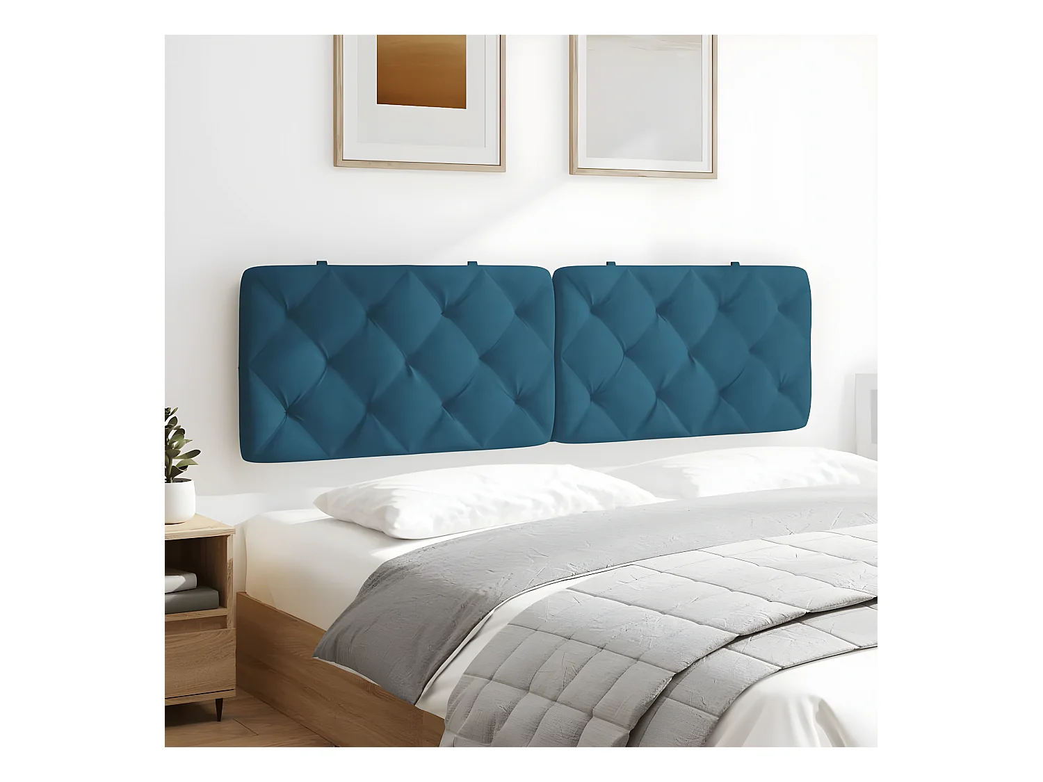 Coussin de tête de lit bleu 180 cm velours