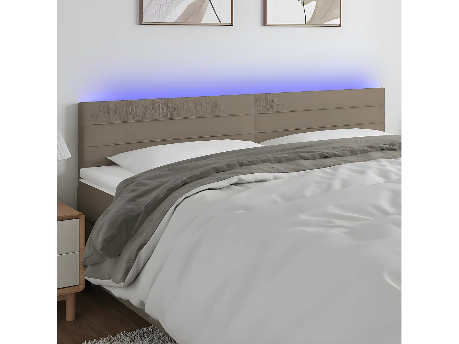 Tête de lit à LED Taupe 160x5x78/88 cm Tissu