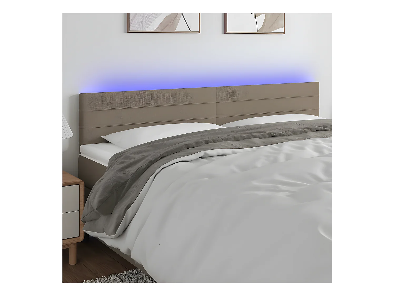 Tête de lit à LED Taupe 160x5x78/88 cm Tissu