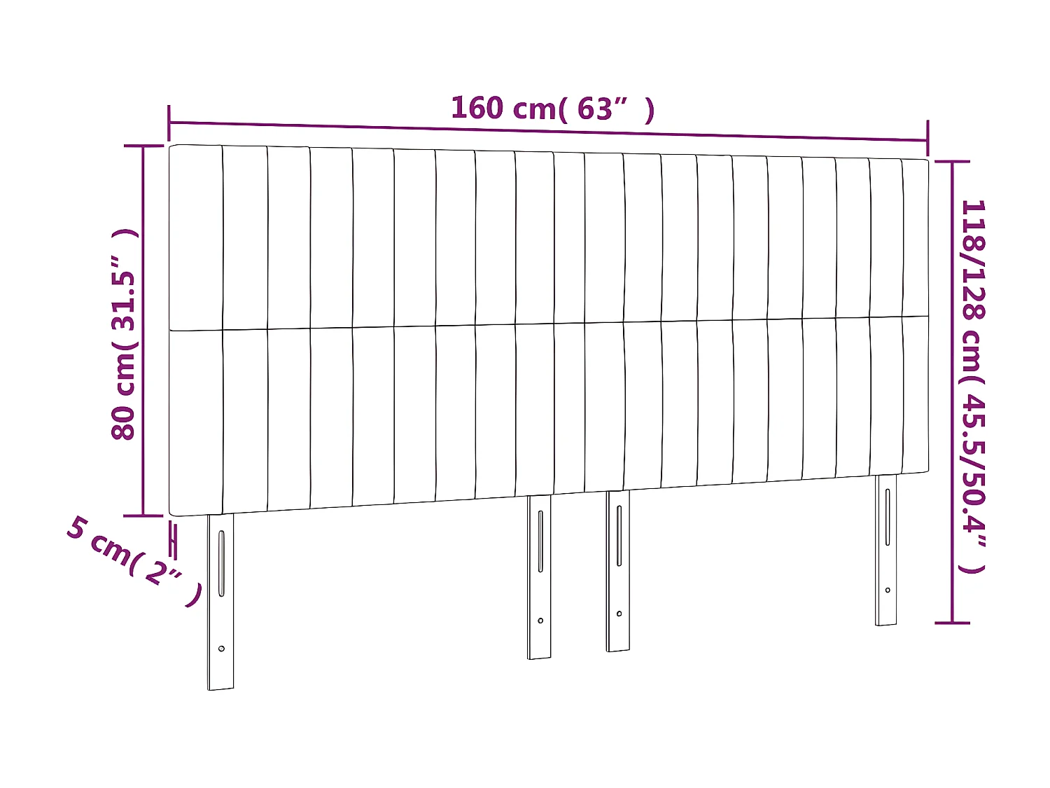 Tête de lit à LED Crème 160x5x118/128 cm Tissu