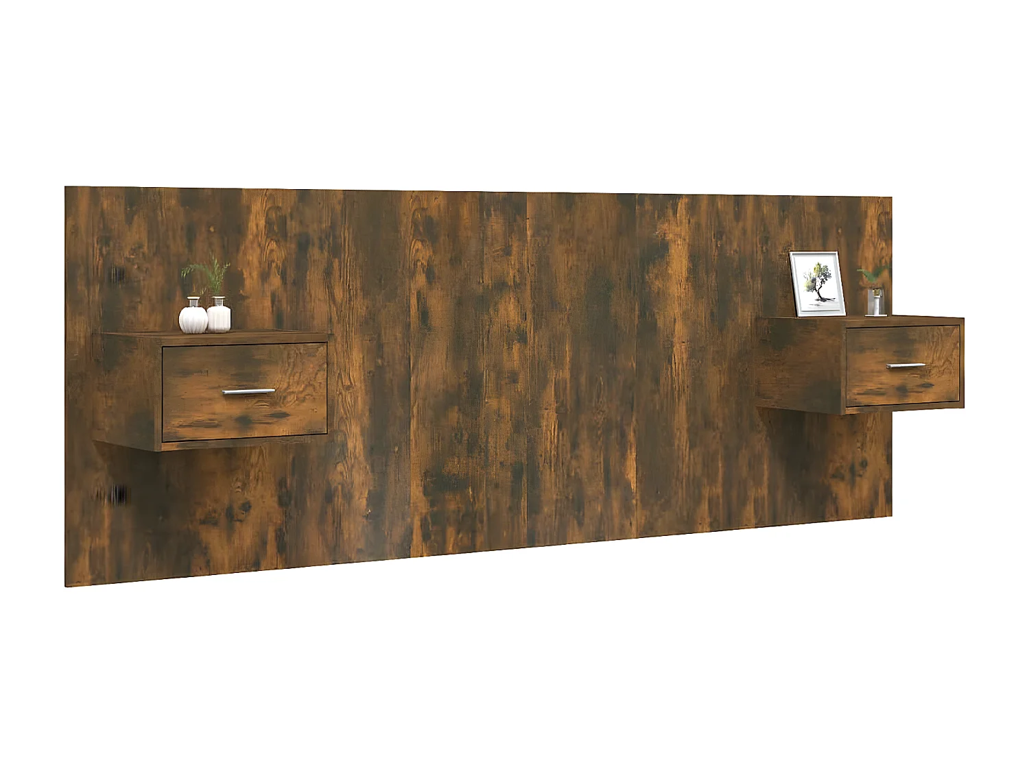 Tête de lit avec armoires Chêne fumé Bois d'ingénierie