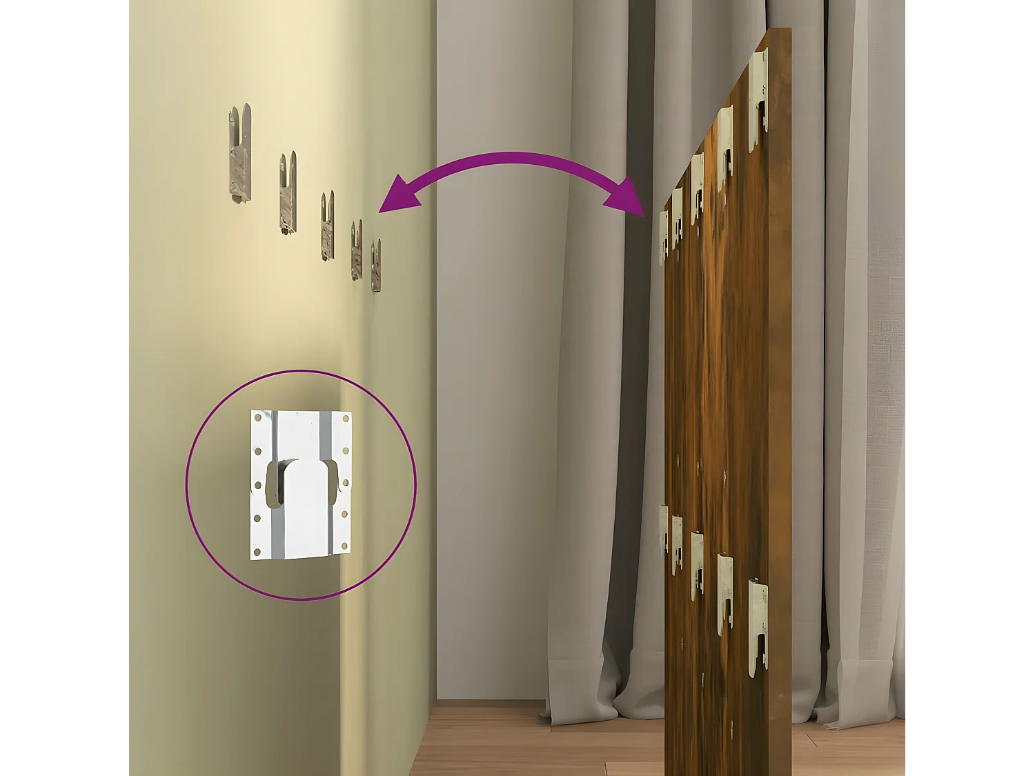 Tête de lit avec armoires Chêne fumé Bois d'ingénierie