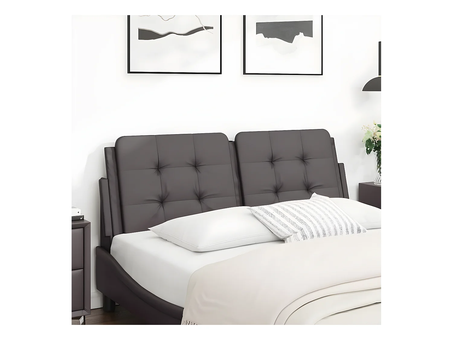 Coussin de tête de lit gris 120 cm similicuir