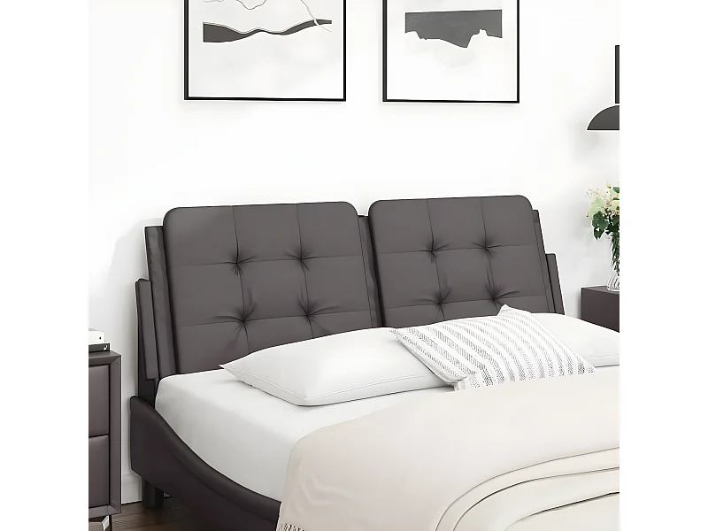 Coussin de tête de lit gris 120 cm similicuir