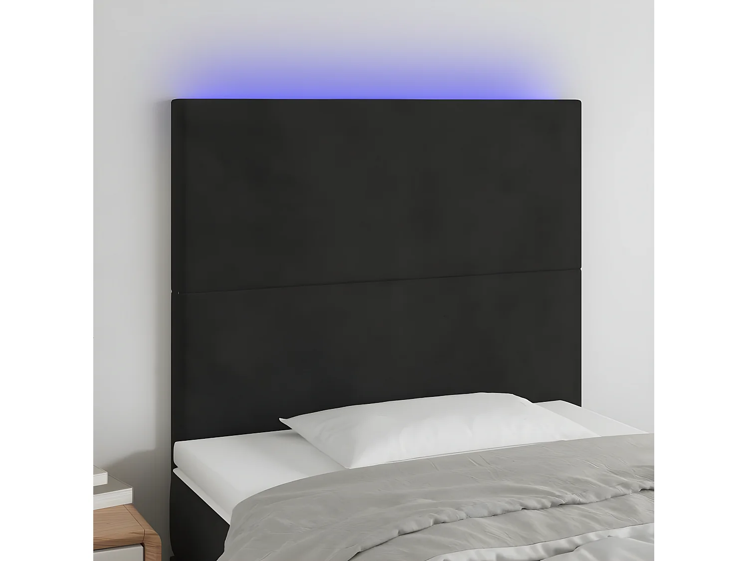 Tête de lit à LED Noir 80x5x118/128 cm Velours