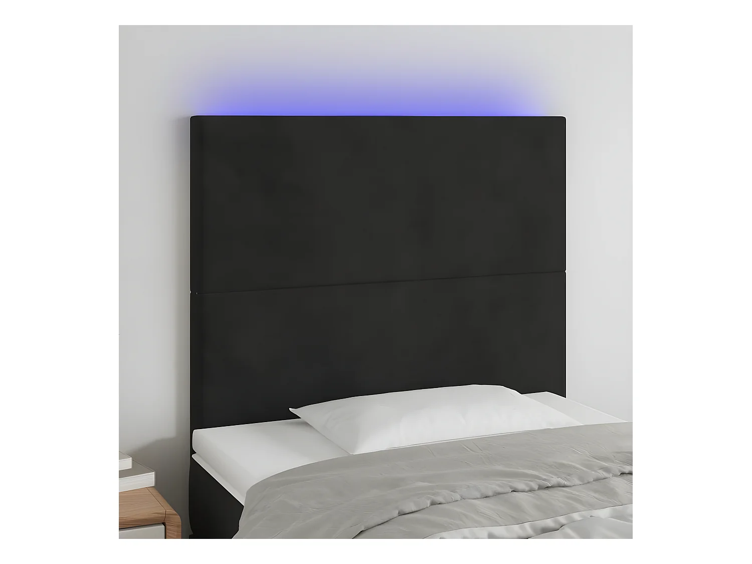 Tête de lit à LED Noir 80x5x118/128 cm Velours