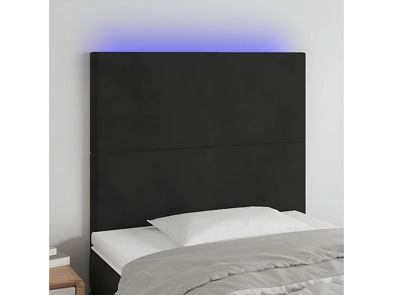 Tête de lit à LED Noir 80x5x118/128 cm Velours