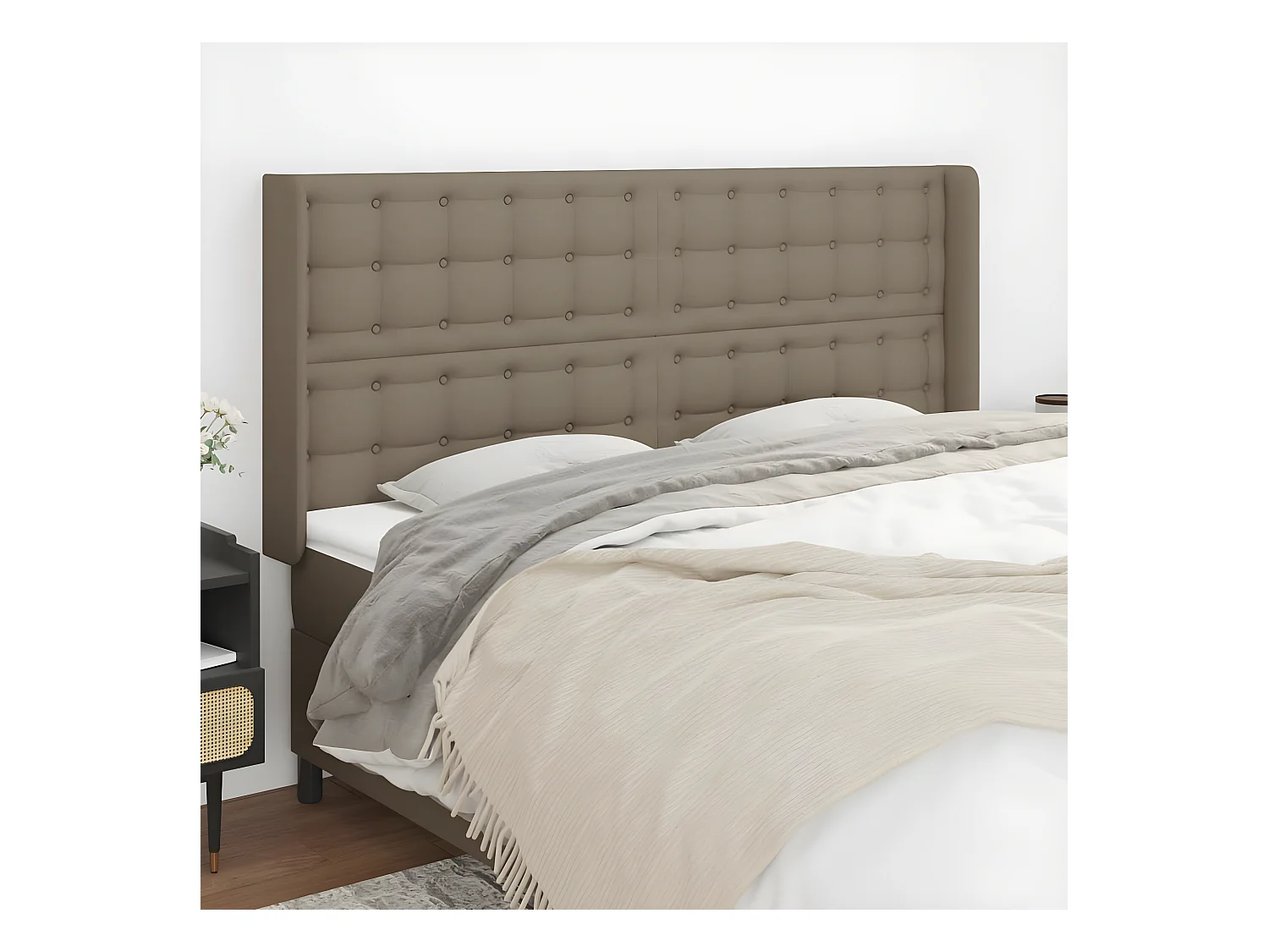 Tête de lit avec oreilles Taupe 163x16x118/128 cm Tissu