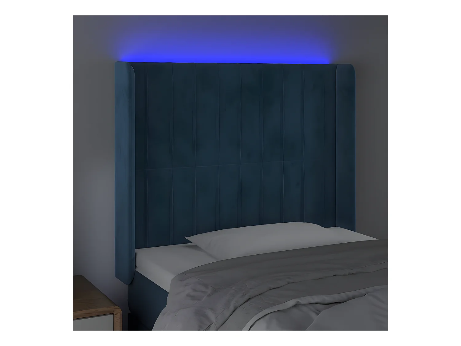 Tête de lit à LED Bleu foncé 103x16x118/128 cm Velours