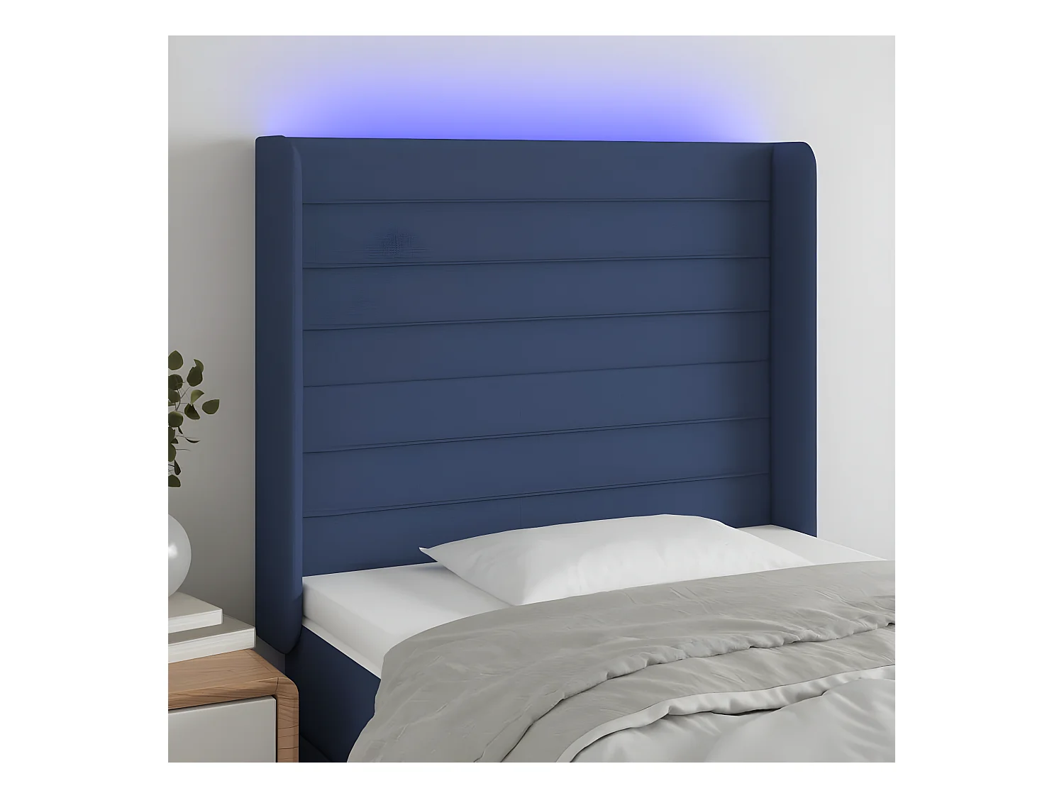 Tête de lit à LED Bleu 83x16x118/128 cm Tissu