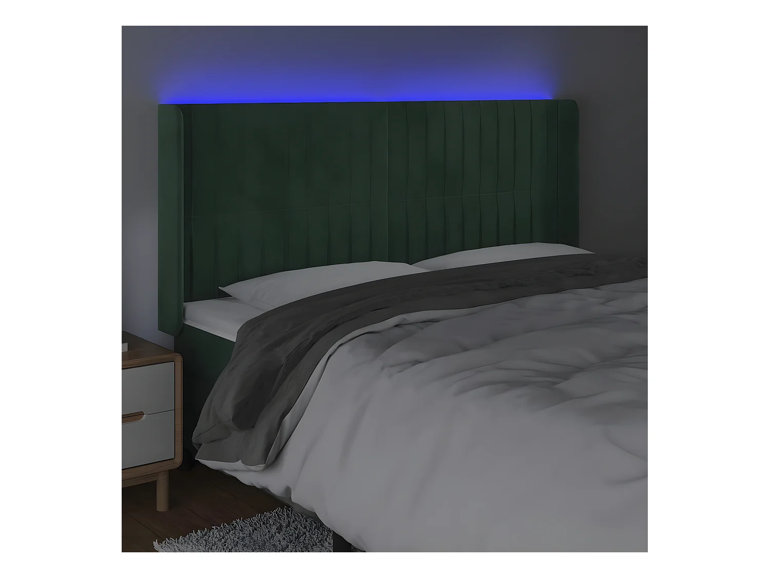 Tête de lit à LED Vert foncé 183x16x118/128 cm Velours