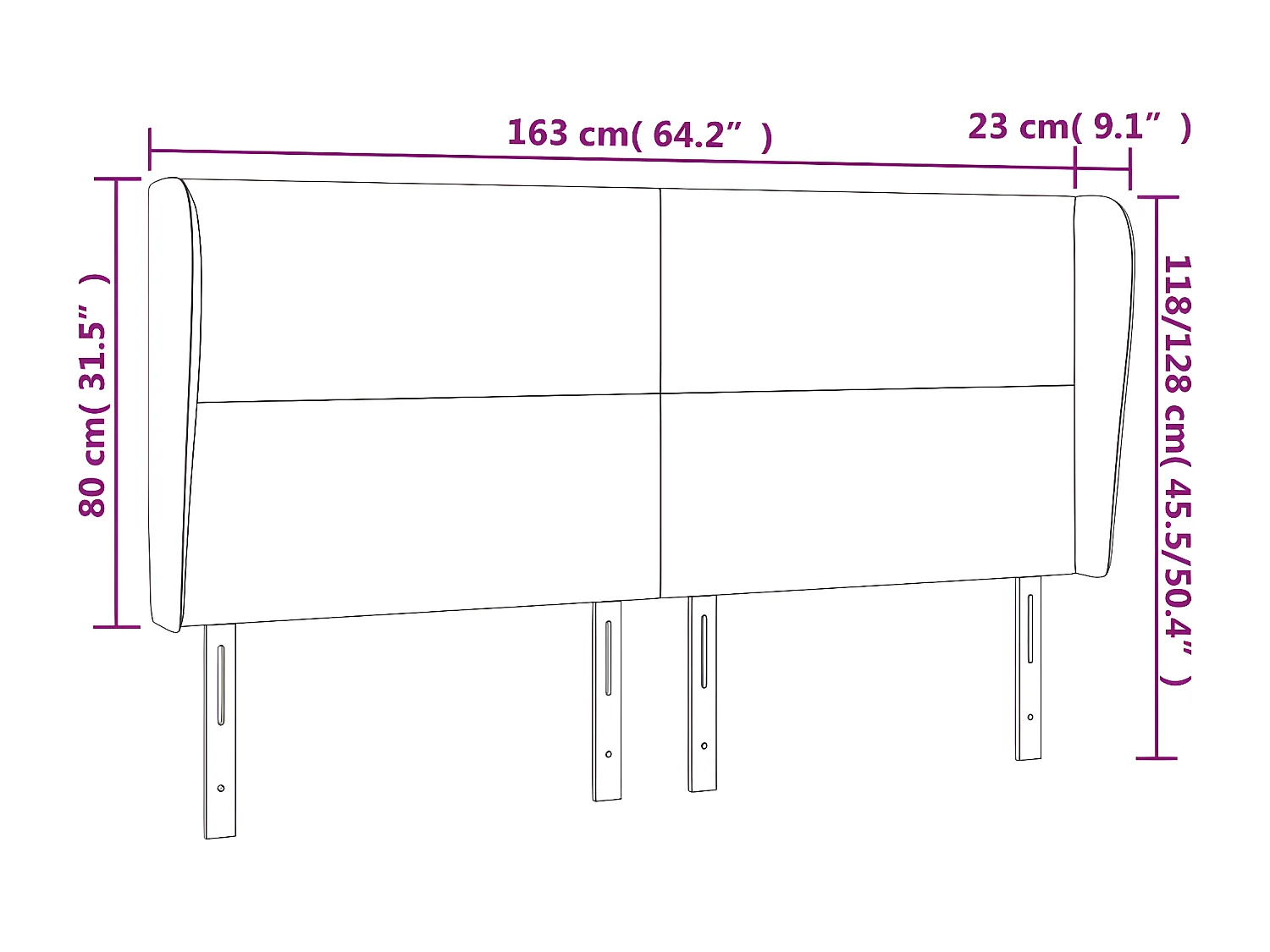Tête de lit avec oreilles Taupe 163x23x118/128 cm Tissu