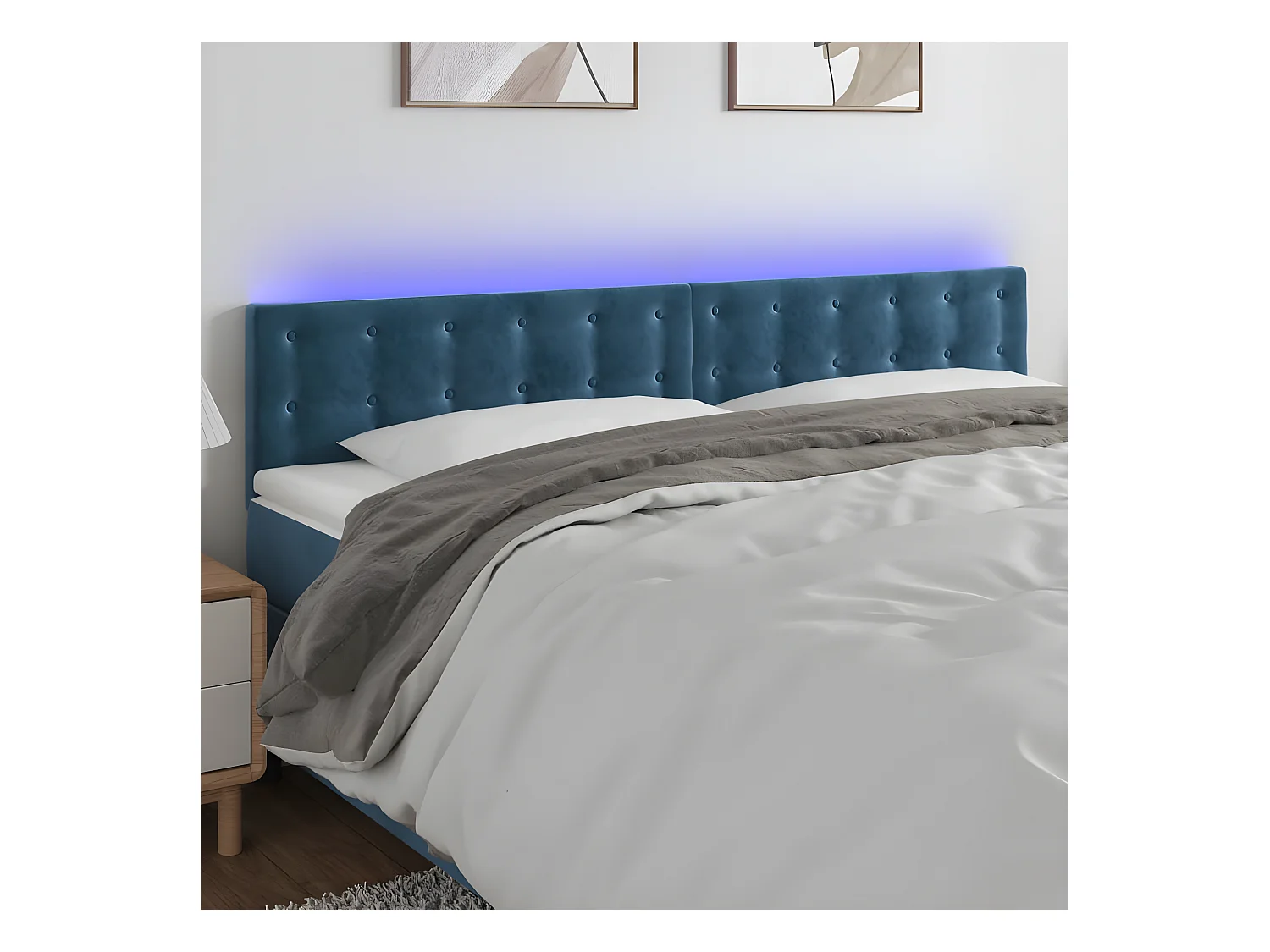 Tête de lit à LED Bleu foncé 180x5x78/88 cm Velours