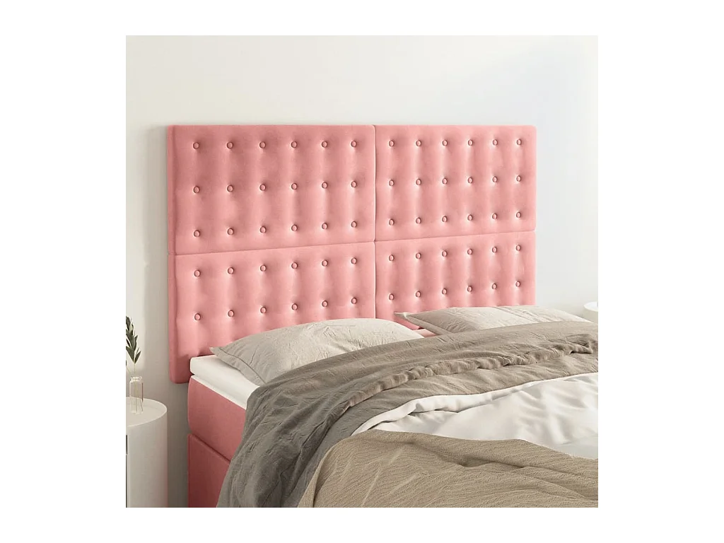 Hoofdborden 4 st 72x5x78/88 cm fluweel roze
