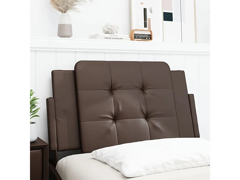 Coussin de tête de lit marron 80 cm similicuir