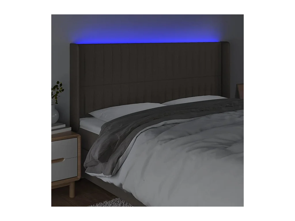 Tête de lit à LED Taupe 163x16x118/128 cm Tissu