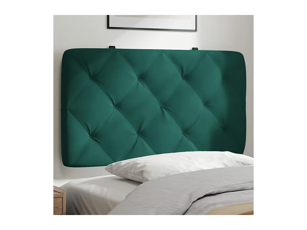 Coussin de tête de lit vert foncé 90 cm velours