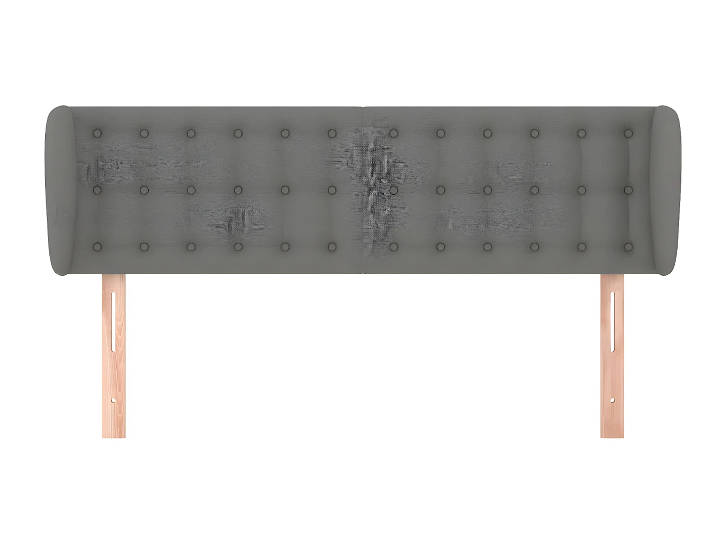 Cabeceira de cama c/ abas tecido 147x23x78/88cm cinzento-escuro