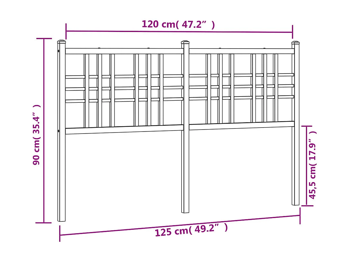 Cabeceira de cama 120 cm metal branco
