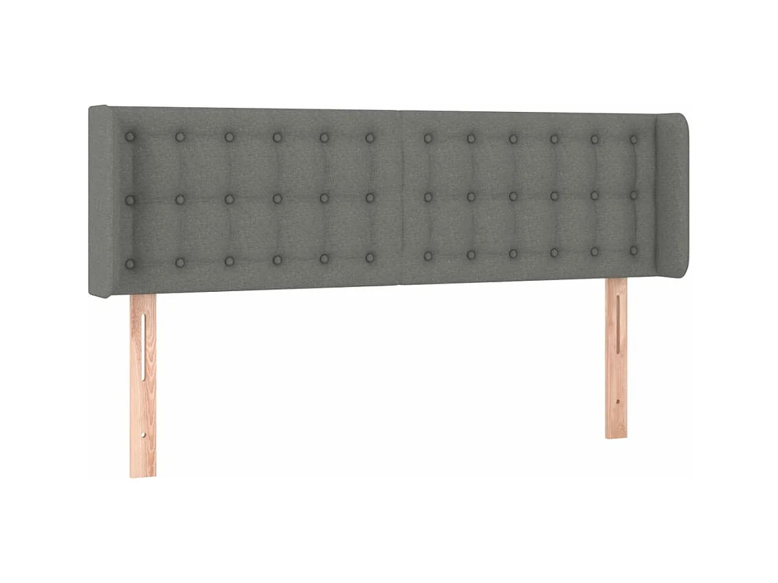 Cabeceira de cama c/ abas tecido 147x16x78/88cm cinzento-escuro