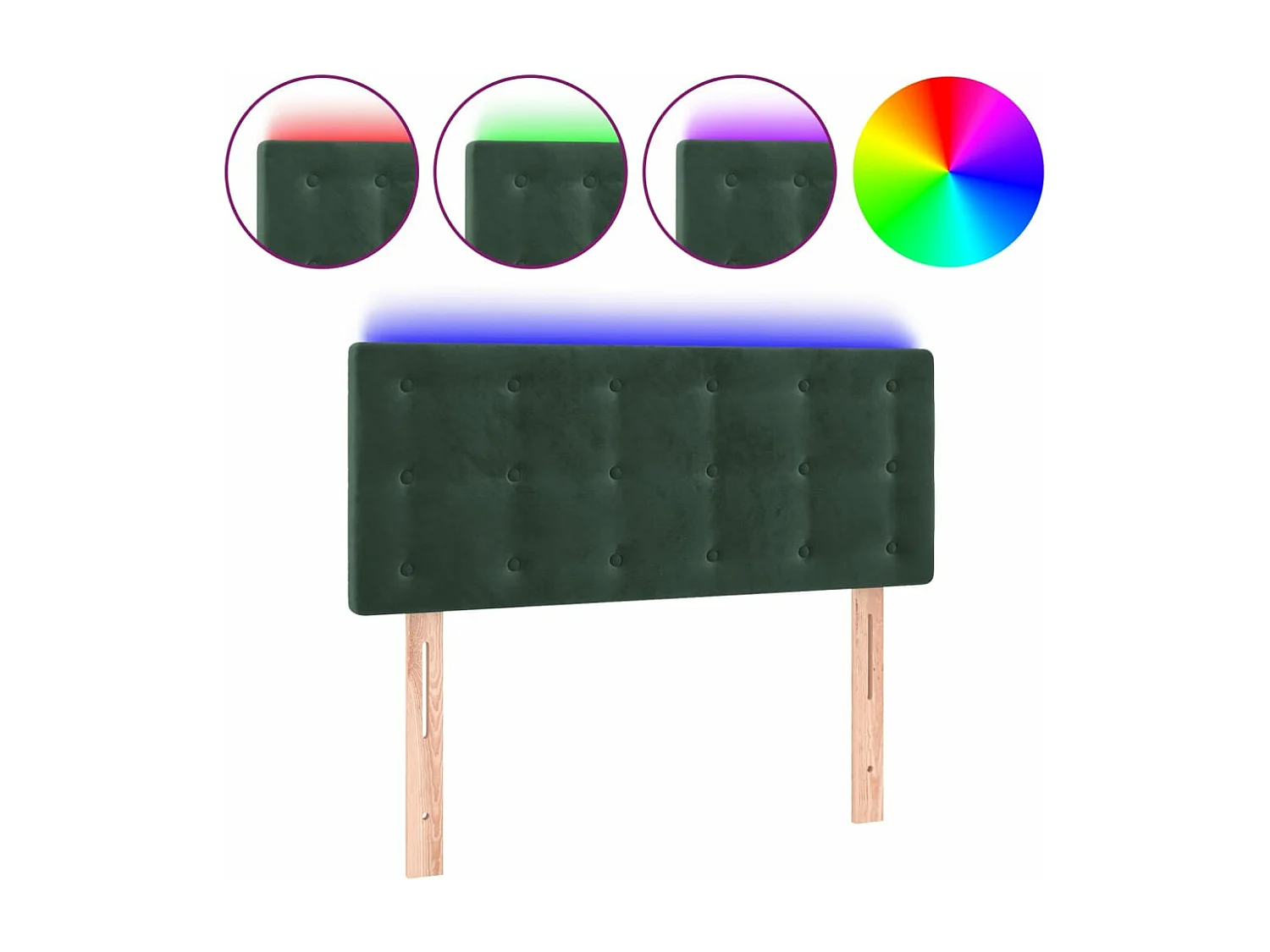 Cabecero con LED de terciopelo verde oscuro 100x5x78/88 cm