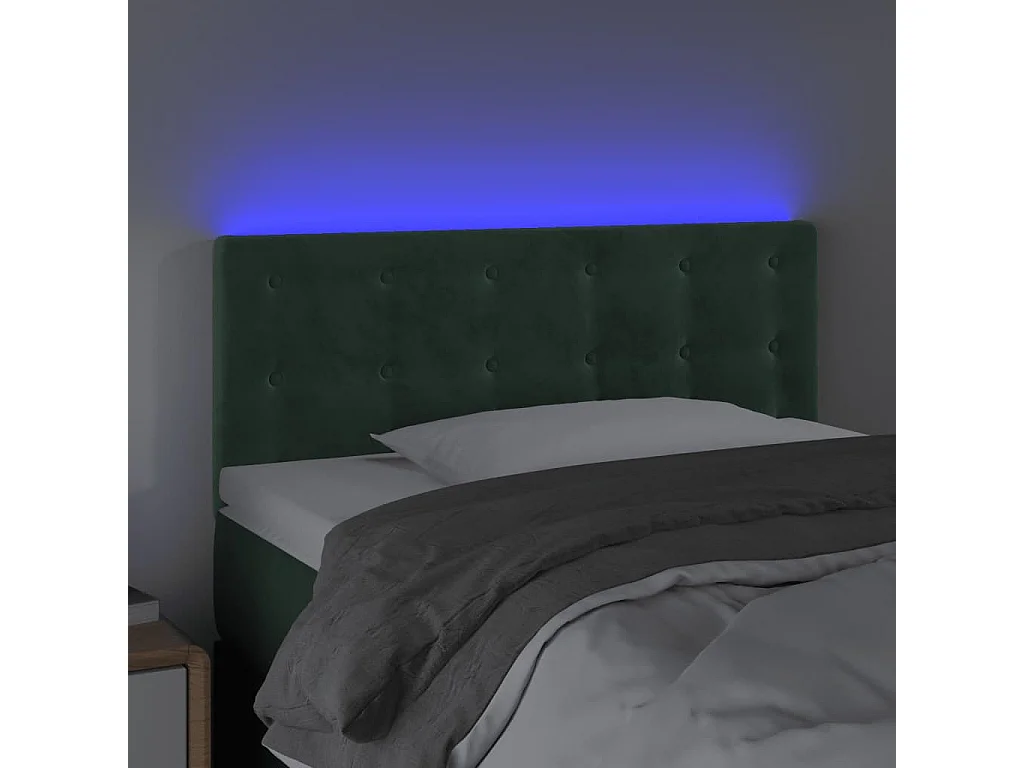 Cabecero con LED de terciopelo verde oscuro 100x5x78/88 cm
