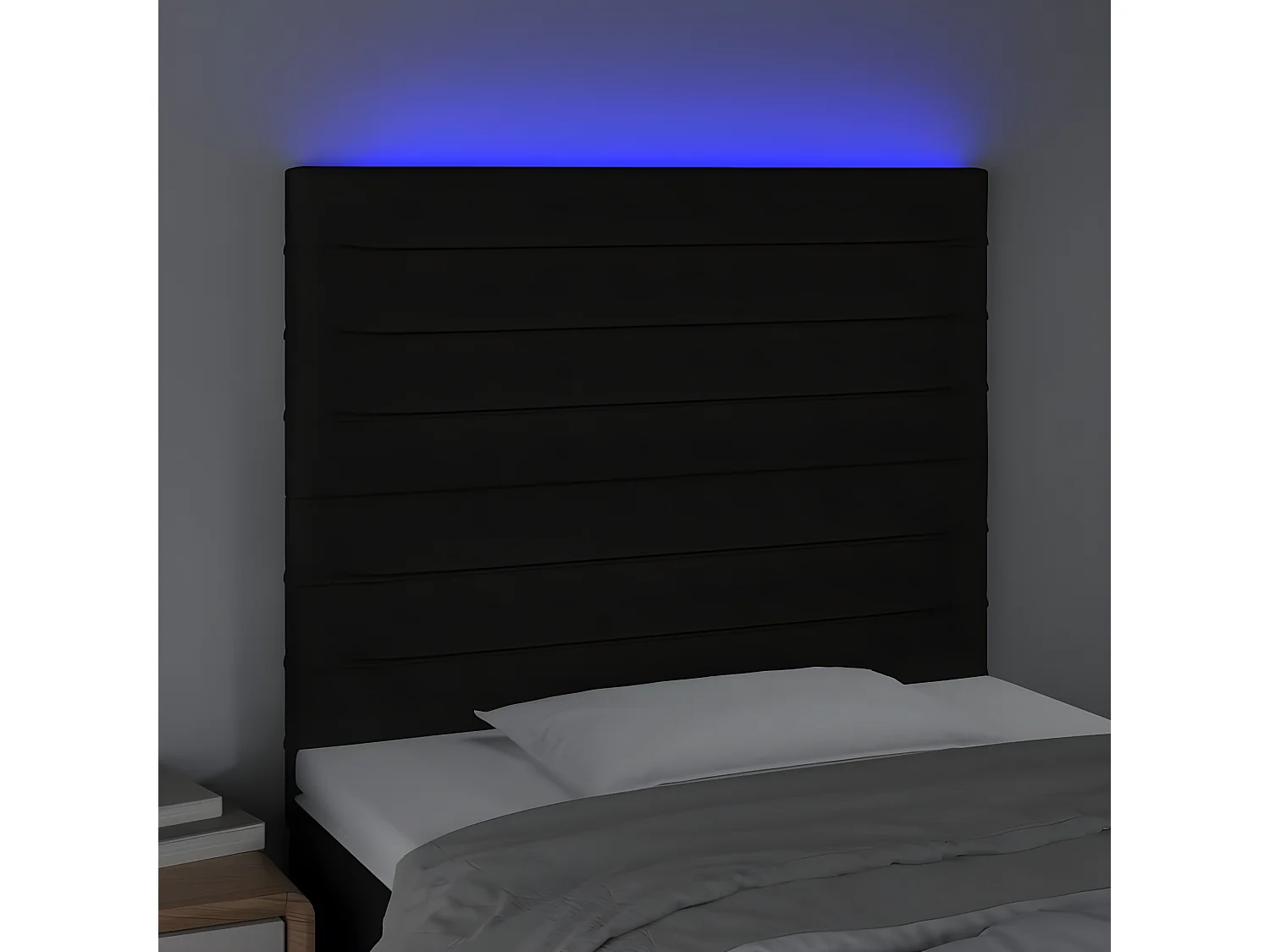 Tête de lit à LED Noir 80x5x118/128 cm Tissu