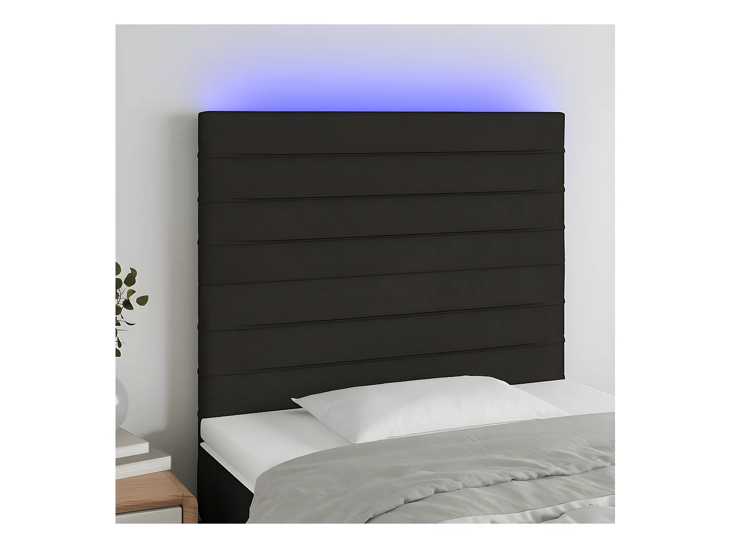 Tête de lit à LED Noir 80x5x118/128 cm Tissu