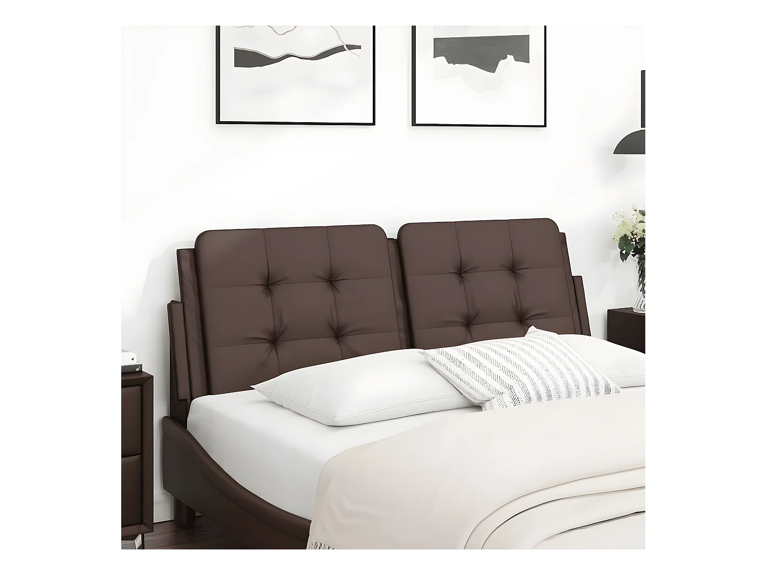 Coussin de tête de lit marron 140 cm similicuir