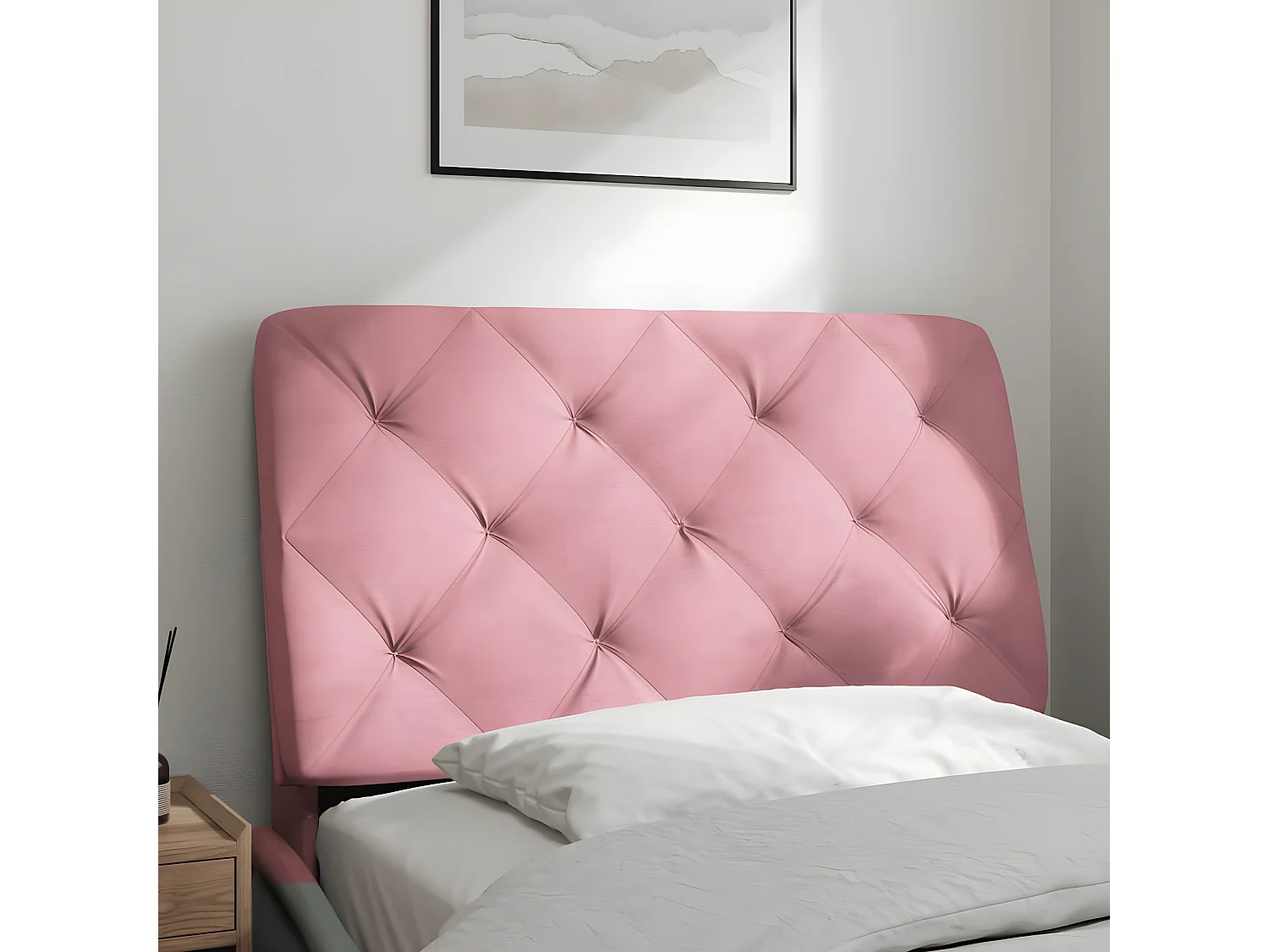 Coussin de tête de lit rose 80 cm velours