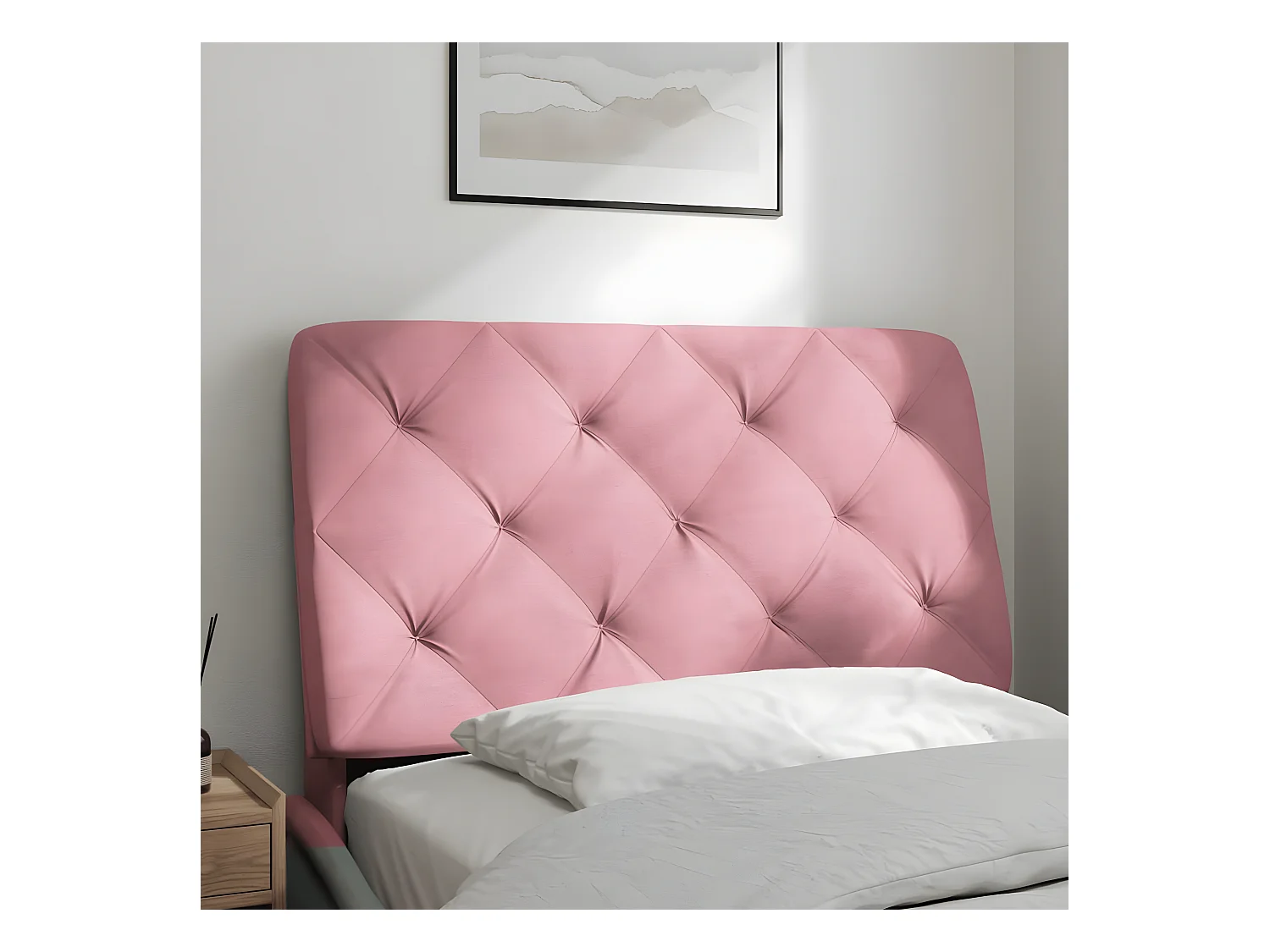 Coussin de tête de lit rose 80 cm velours