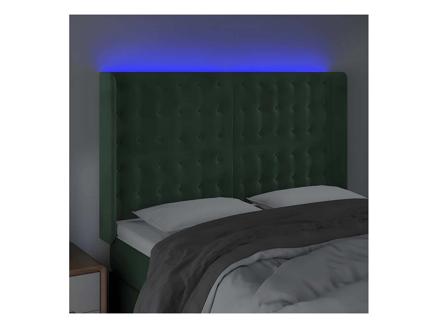 Tête de lit à LED Vert foncé 147x16x118/128 cm Velours