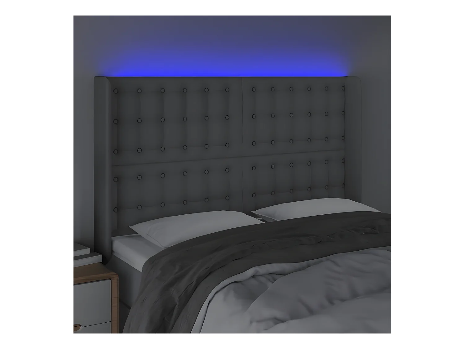 Tête de lit à LED Gris clair 147x16x118/128 cm Tissu