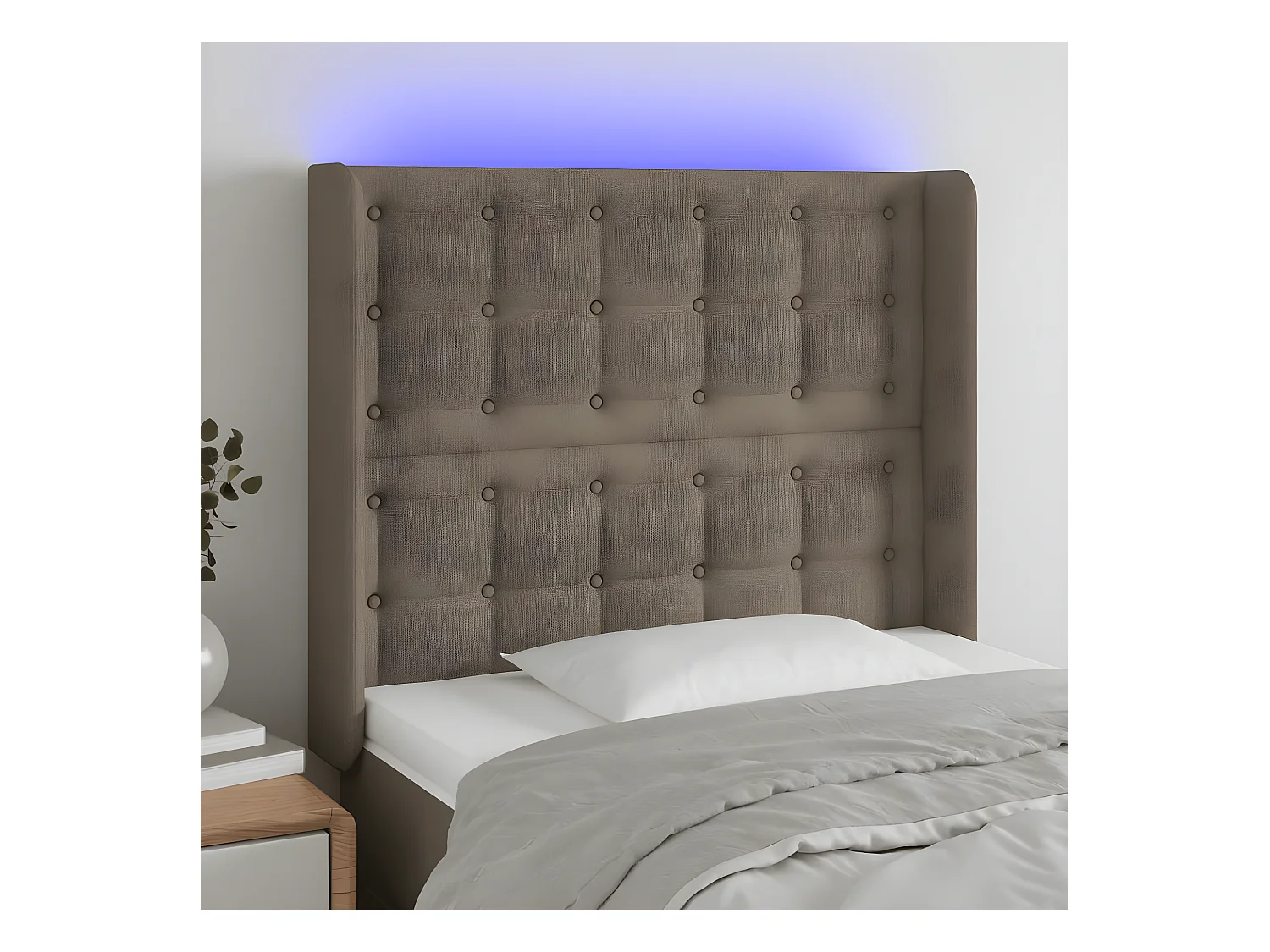 Tête de lit à LED Taupe 103x16x118/128 cm Tissu