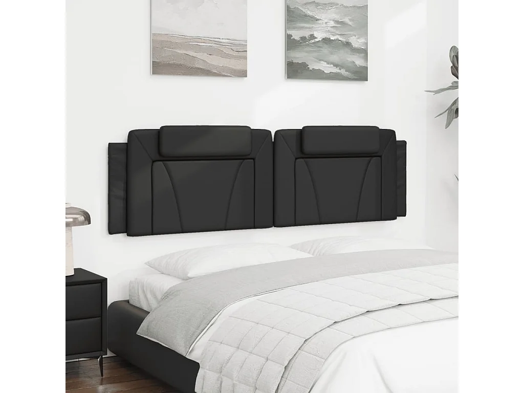 Coussin de tête de lit noir 180 cm similicuir
