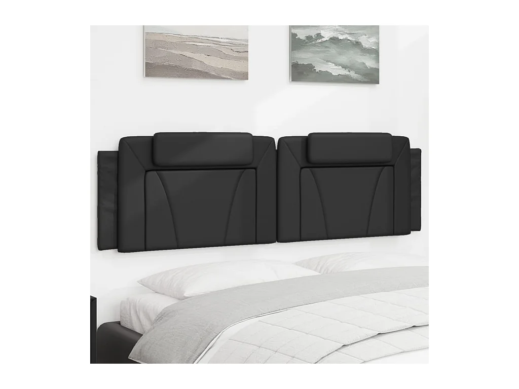 Coussin de tête de lit noir 180 cm similicuir