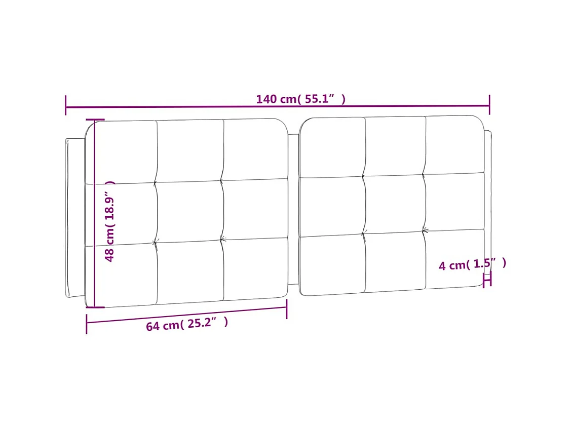 Coussin de tête de lit blanc et noir 140 cm similicuir