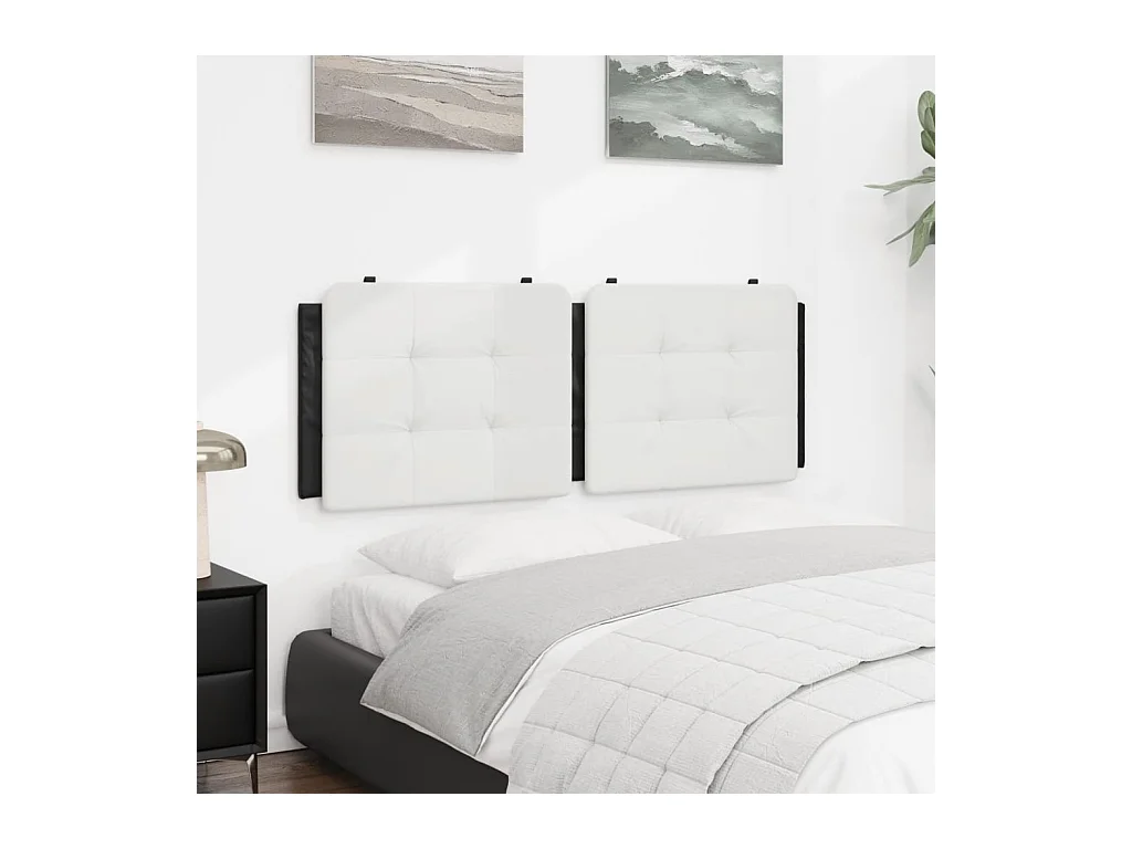Coussin de tête de lit blanc et noir 140 cm similicuir
