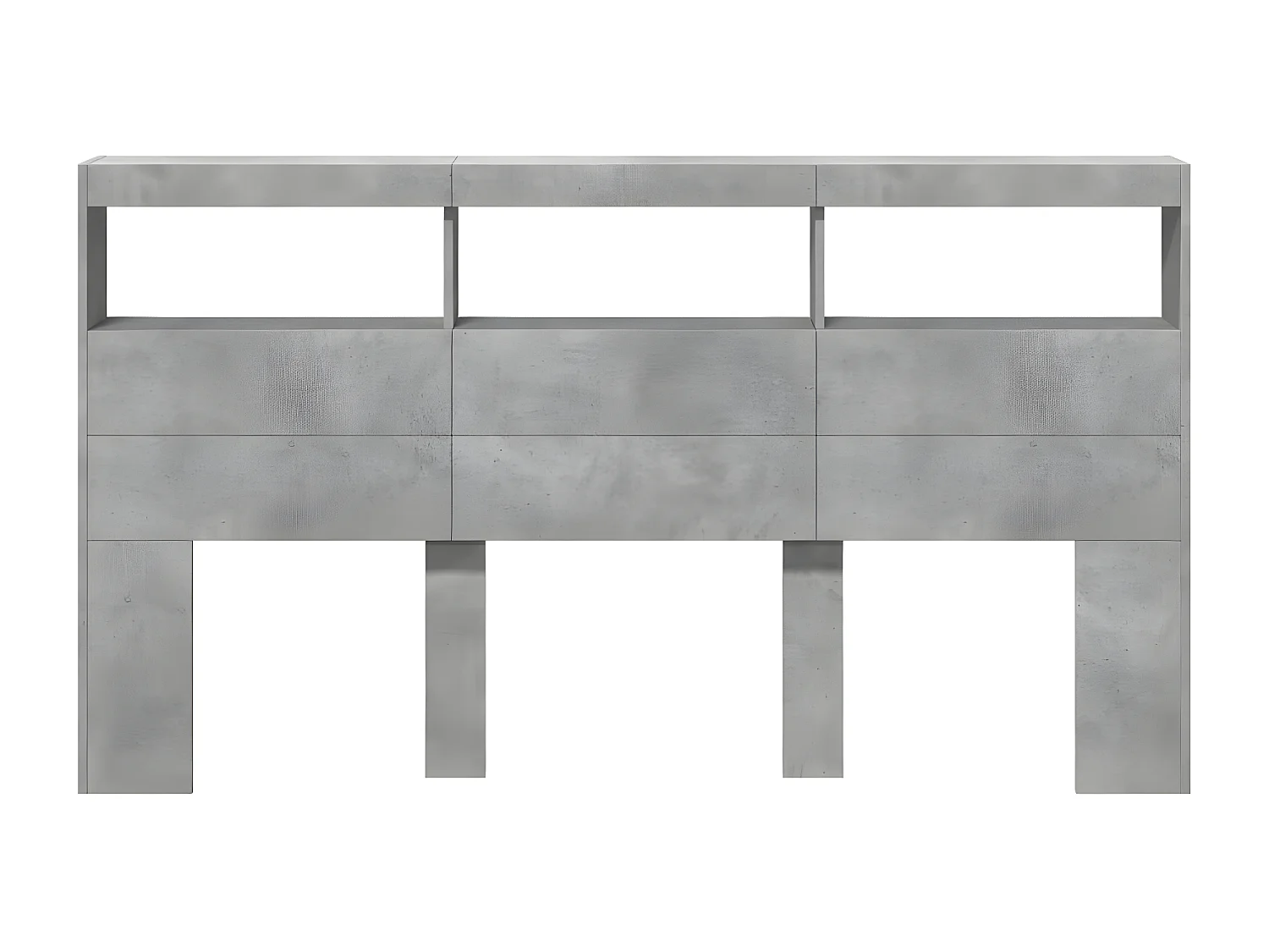 Armoire tête de lit avec LED gris béton 180x17x102 cm