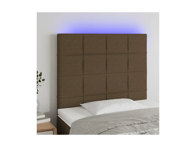 Tête de lit à LED Marron foncé 90x5x118/128 cm Tissu