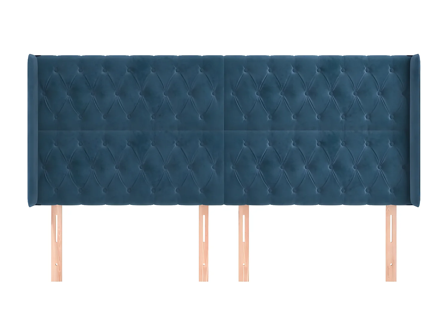 Cabecero con orejas de terciopelo azul oscuro 203x16x118/128 cm