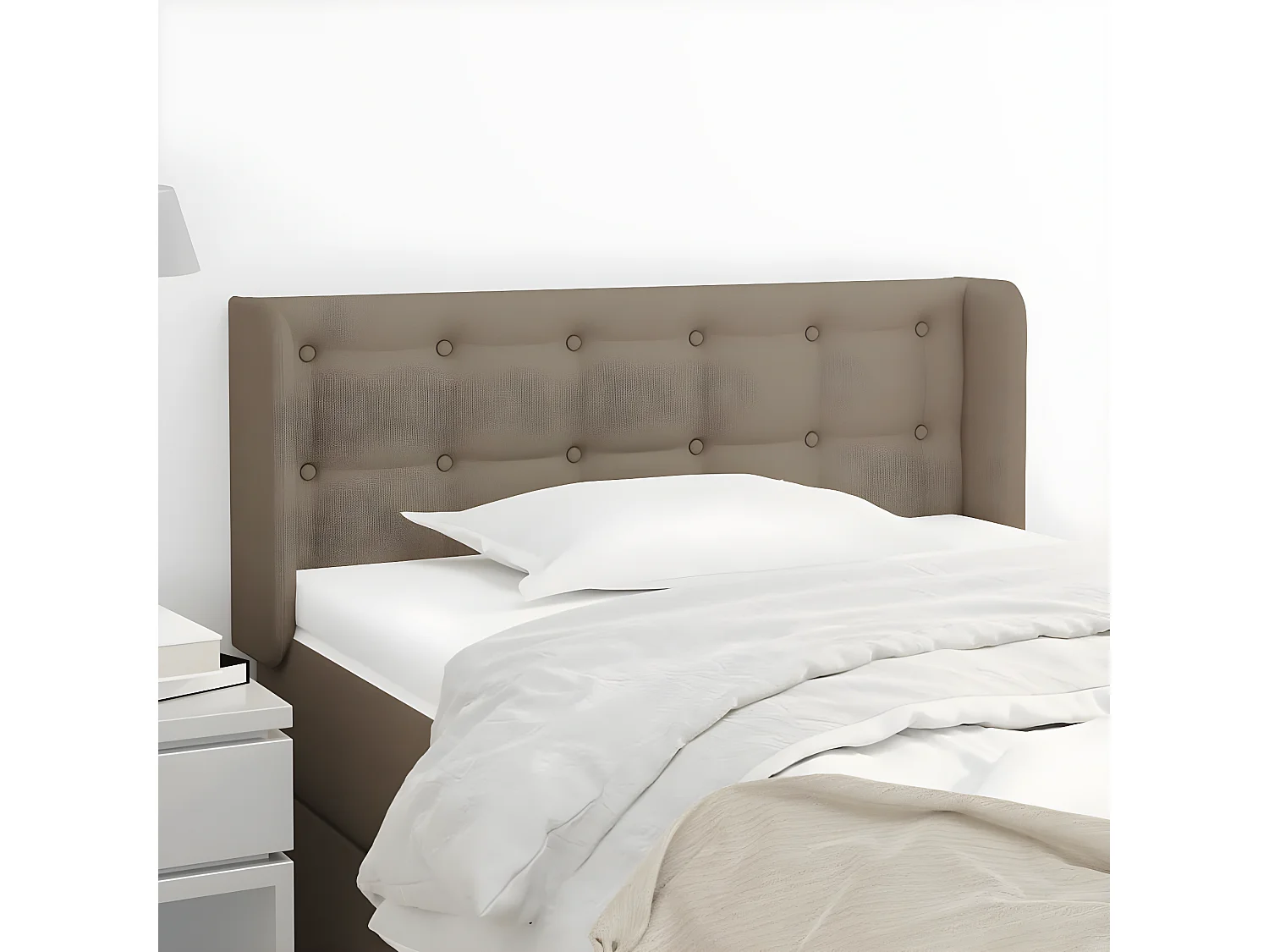 Tête de lit avec oreilles Taupe 103x16x78/88 cm Tissu