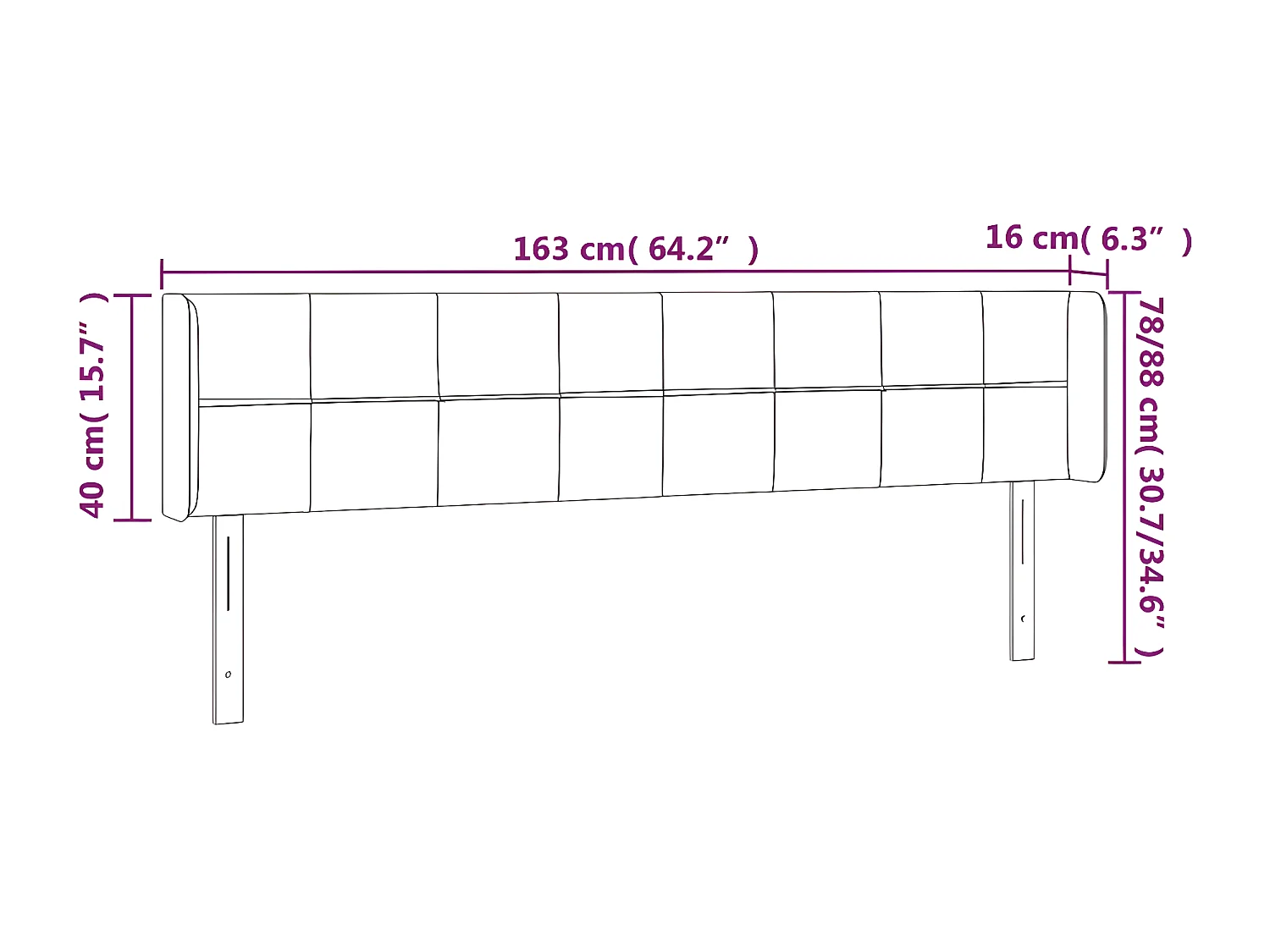 Cabeceira de cama c/ luzes LED veludo 163x16x78/88 cm rosa